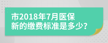 市2018年7月医保新的缴费标准是多少？