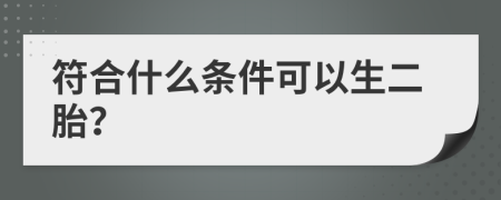 符合什么条件可以生二胎？