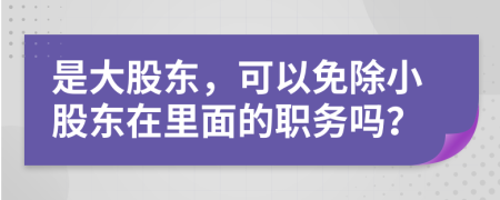 是大股东，可以免除小股东在里面的职务吗？