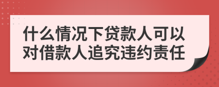 什么情况下贷款人可以对借款人追究违约责任