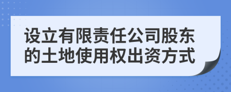 设立有限责任公司股东的土地使用权出资方式