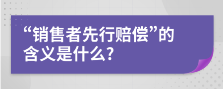 “销售者先行赔偿”的含义是什么?