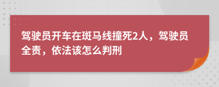 驾驶员开车在斑马线撞死2人，驾驶员全责，依法该怎么判刑