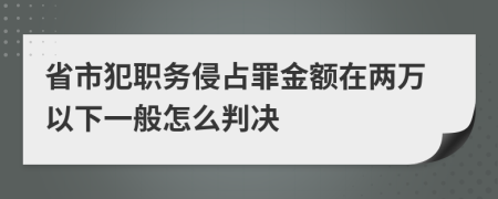 省市犯职务侵占罪金额在两万以下一般怎么判决