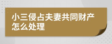 小三侵占夫妻共同财产怎么处理