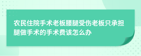 农民住院手术老板腰腿受伤老板只承担腿做手术的手术费该怎么办