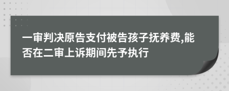 一审判决原告支付被告孩子抚养费,能否在二审上诉期间先予执行