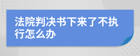 法院判决书下来了不执行怎么办