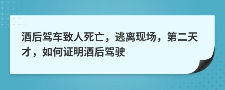 酒后驾车致人死亡，逃离现场，第二天才，如何证明酒后驾驶