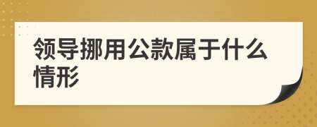 领导挪用公款属于什么情形