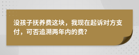 没孩子抚养费这块，我现在起诉对方支付，可否追溯两年内的费？