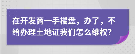 在开发商一手楼盘，办了，不给办理土地证我们怎么维权？