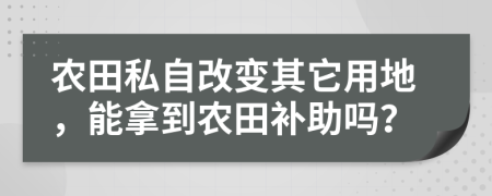 农田私自改变其它用地，能拿到农田补助吗？