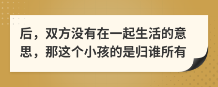 后，双方没有在一起生活的意思，那这个小孩的是归谁所有