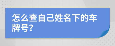 怎么查自己姓名下的车牌号？