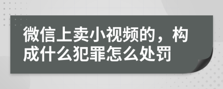 微信上卖小视频的，构成什么犯罪怎么处罚