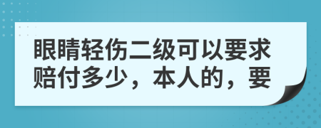 眼睛轻伤二级可以要求赔付多少，本人的，要