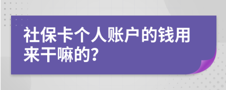 社保卡个人账户的钱用来干嘛的？