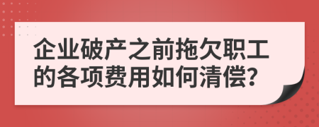 企业破产之前拖欠职工的各项费用如何清偿？