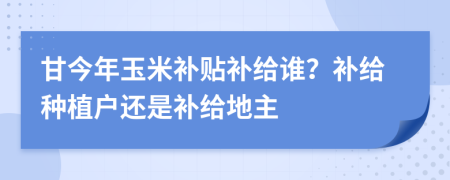 甘今年玉米补贴补给谁？补给种植户还是补给地主