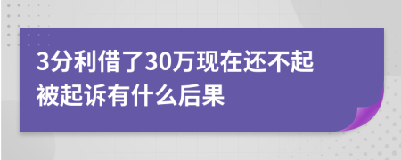 3分利借了30万现在还不起被起诉有什么后果