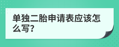 单独二胎申请表应该怎么写？