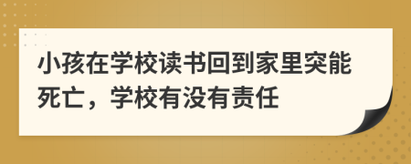 小孩在学校读书回到家里突能死亡，学校有没有责任