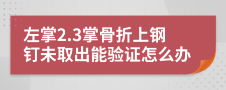 左掌2.3掌骨折上钢钉未取出能验证怎么办