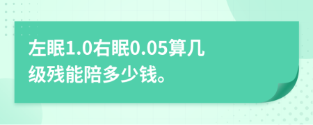 左眠1.0右眠0.05算几级残能陪多少钱。