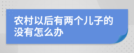 农村以后有两个儿子的没有怎么办