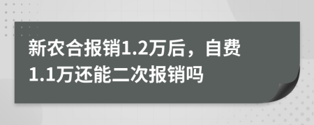 新农合报销1.2万后，自费1.1万还能二次报销吗