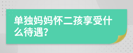 单独妈妈怀二孩享受什么待遇？