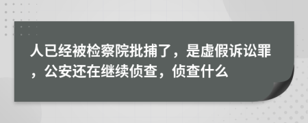 人已经被检察院批捕了，是虚假诉讼罪，公安还在继续侦查，侦查什么