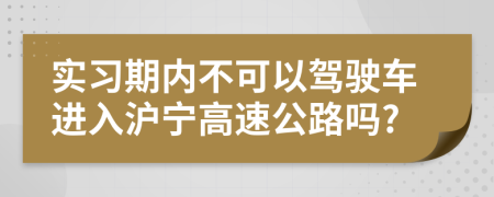 实习期内不可以驾驶车进入沪宁高速公路吗?