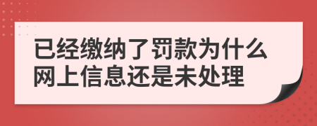 已经缴纳了罚款为什么网上信息还是未处理