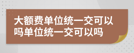 大额费单位统一交可以吗单位统一交可以吗