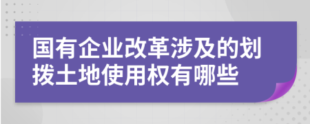 国有企业改革涉及的划拨土地使用权有哪些