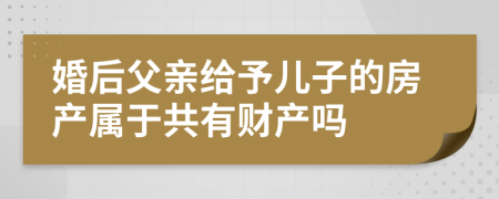 婚后父亲给予儿子的房产属于共有财产吗