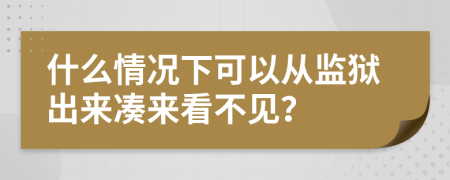 什么情况下可以从监狱出来凑来看不见？