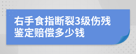 右手食指断裂3级伤残鉴定赔偿多少钱