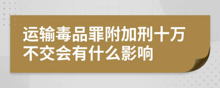 运输毒品罪附加刑十万不交会有什么影响