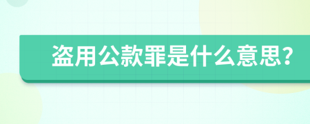 盗用公款罪是什么意思？