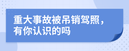 重大事故被吊销驾照，有你认识的吗