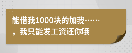 能借我1000块的加我……，我只能发工资还你哦