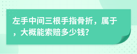 左手中间三根手指骨折，属于，大概能索赔多少钱？