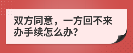 双方同意，一方回不来办手续怎么办？