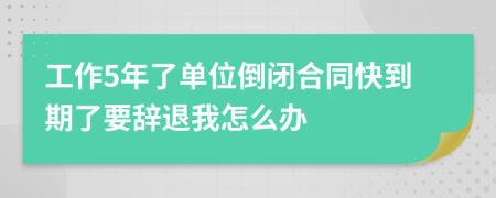 工作5年了单位倒闭合同快到期了要辞退我怎么办