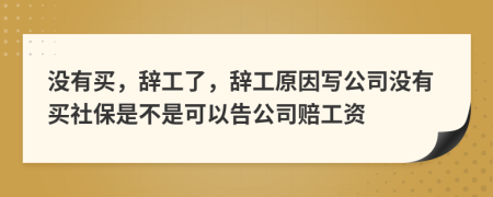 没有买，辞工了，辞工原因写公司没有买社保是不是可以告公司赔工资