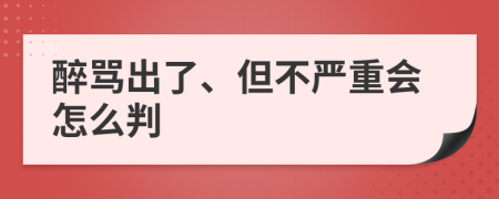 醉骂出了、但不严重会怎么判