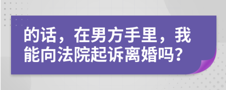 的话，在男方手里，我能向法院起诉离婚吗？